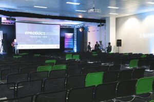 setting up AV equipment before a conference