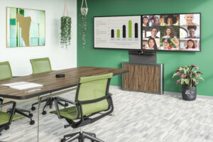 office with AV equipment set up